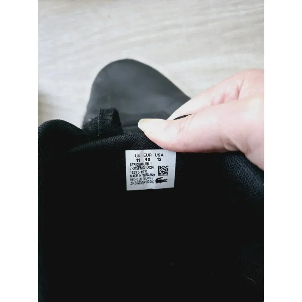 Lacoste Strideur 116 Black Low Rise Mens Lace Up Fashion Sneakers Shoes 12 - Picture 10 of 11